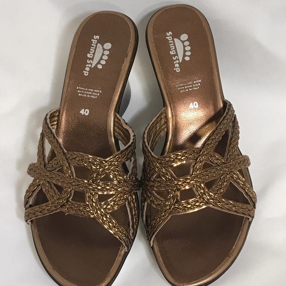 New Spring Step Made in Italy copper wedge sandals - Picture 2 of 5